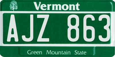 VT license plate AJZ863