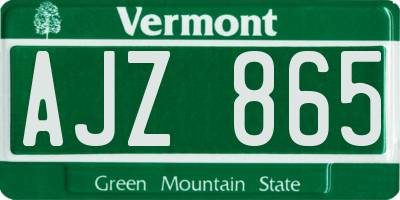 VT license plate AJZ865