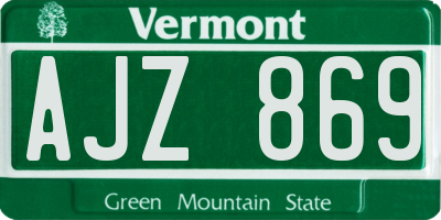 VT license plate AJZ869