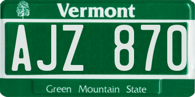 VT license plate AJZ870