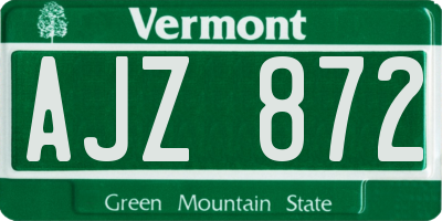 VT license plate AJZ872