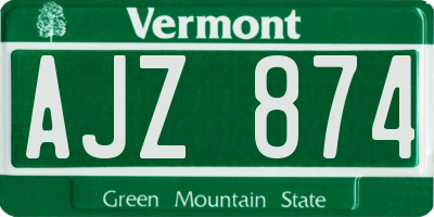 VT license plate AJZ874