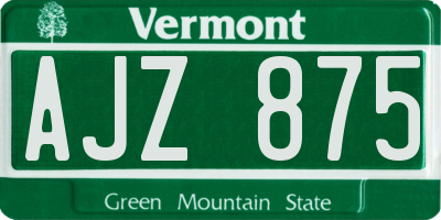 VT license plate AJZ875