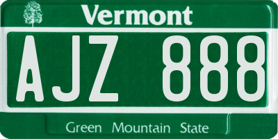 VT license plate AJZ888