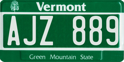 VT license plate AJZ889