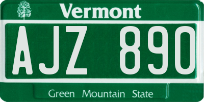 VT license plate AJZ890