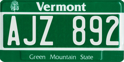 VT license plate AJZ892