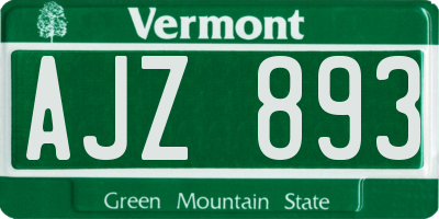 VT license plate AJZ893