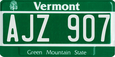 VT license plate AJZ907