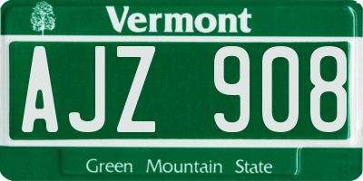 VT license plate AJZ908