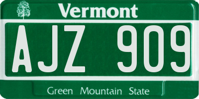 VT license plate AJZ909
