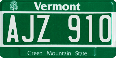 VT license plate AJZ910