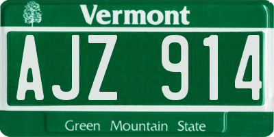 VT license plate AJZ914