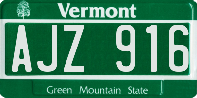 VT license plate AJZ916
