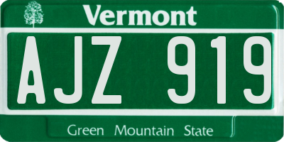 VT license plate AJZ919