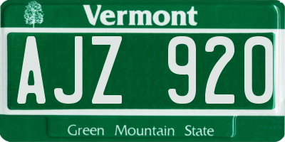VT license plate AJZ920