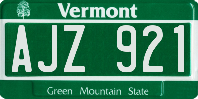 VT license plate AJZ921