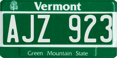 VT license plate AJZ923