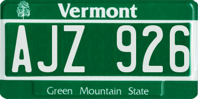VT license plate AJZ926