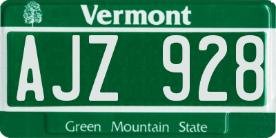 VT license plate AJZ928