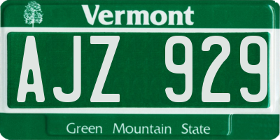 VT license plate AJZ929