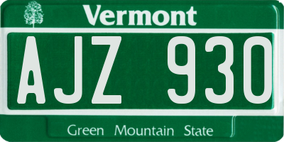 VT license plate AJZ930