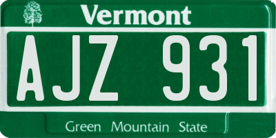 VT license plate AJZ931