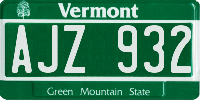 VT license plate AJZ932