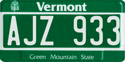 VT license plate AJZ933