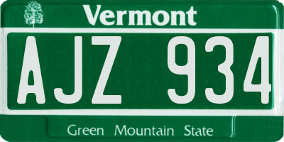 VT license plate AJZ934