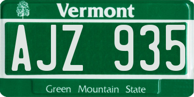 VT license plate AJZ935