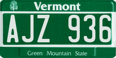 VT license plate AJZ936