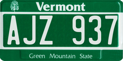 VT license plate AJZ937