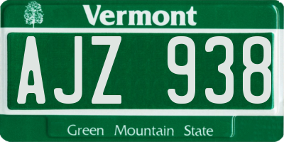 VT license plate AJZ938