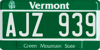 VT license plate AJZ939