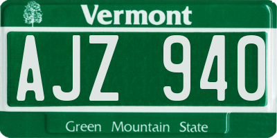 VT license plate AJZ940