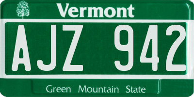 VT license plate AJZ942