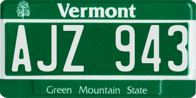 VT license plate AJZ943