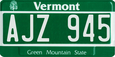 VT license plate AJZ945