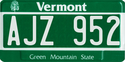 VT license plate AJZ952