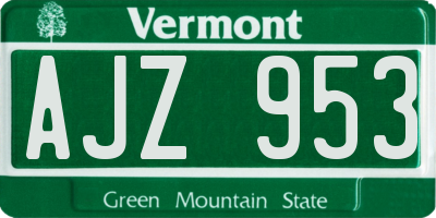 VT license plate AJZ953
