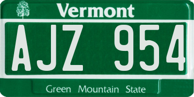 VT license plate AJZ954