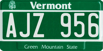 VT license plate AJZ956