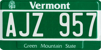 VT license plate AJZ957