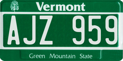 VT license plate AJZ959