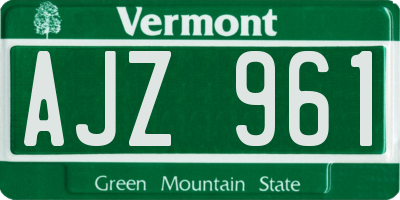 VT license plate AJZ961