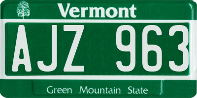VT license plate AJZ963