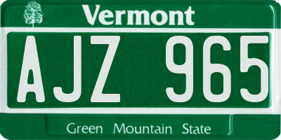 VT license plate AJZ965