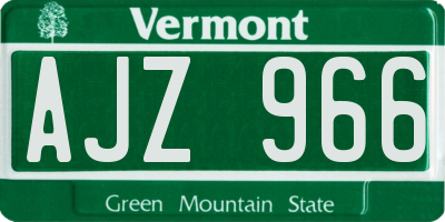 VT license plate AJZ966