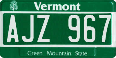 VT license plate AJZ967